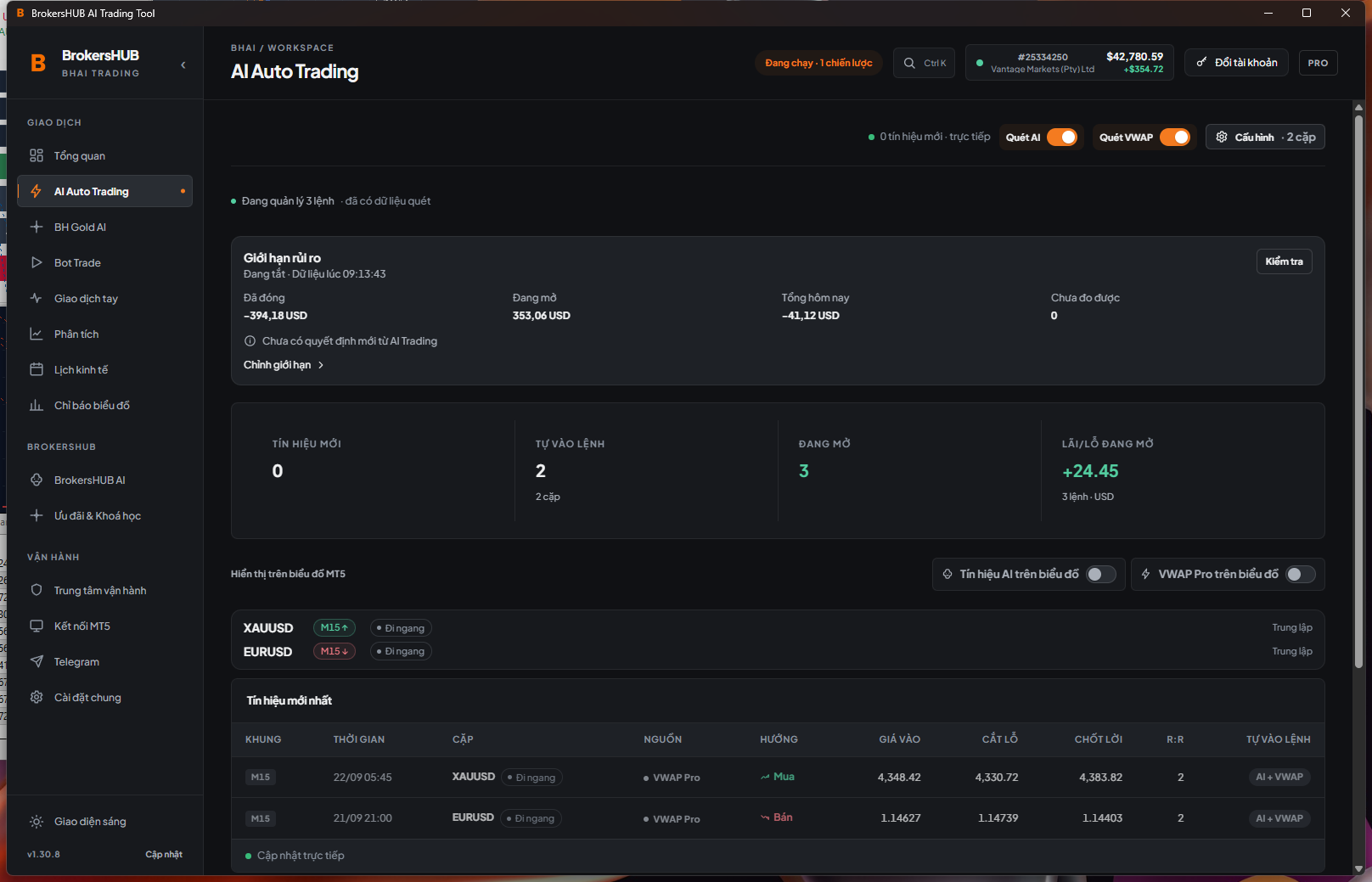 Giao diện AI Auto Trading