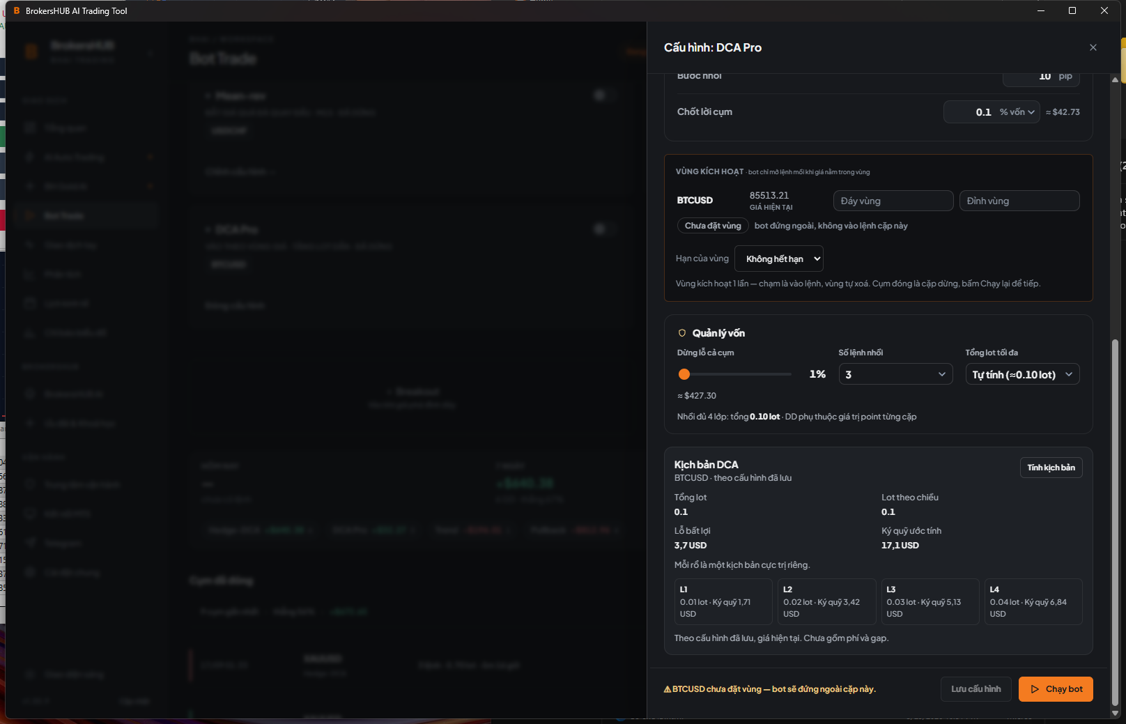Giao diện Bot Trade